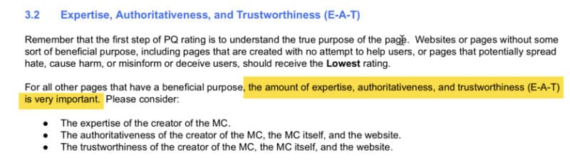 Google nói rằng EAT là rất quan trọng