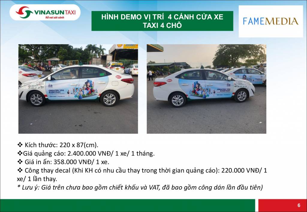 HÌNH DEMO VỊ TRÍ 4 CÁNH CỬA XE TAXI 4 CHỖ