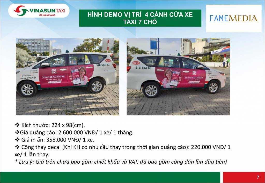 HÌNH DEMO VỊ TRÍ 4 CÁNH CỬA XE TAXI 7 CHỖ