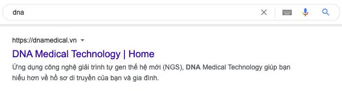 Thứ hạng từ khóa cho dự án seo Dna Medical Technology