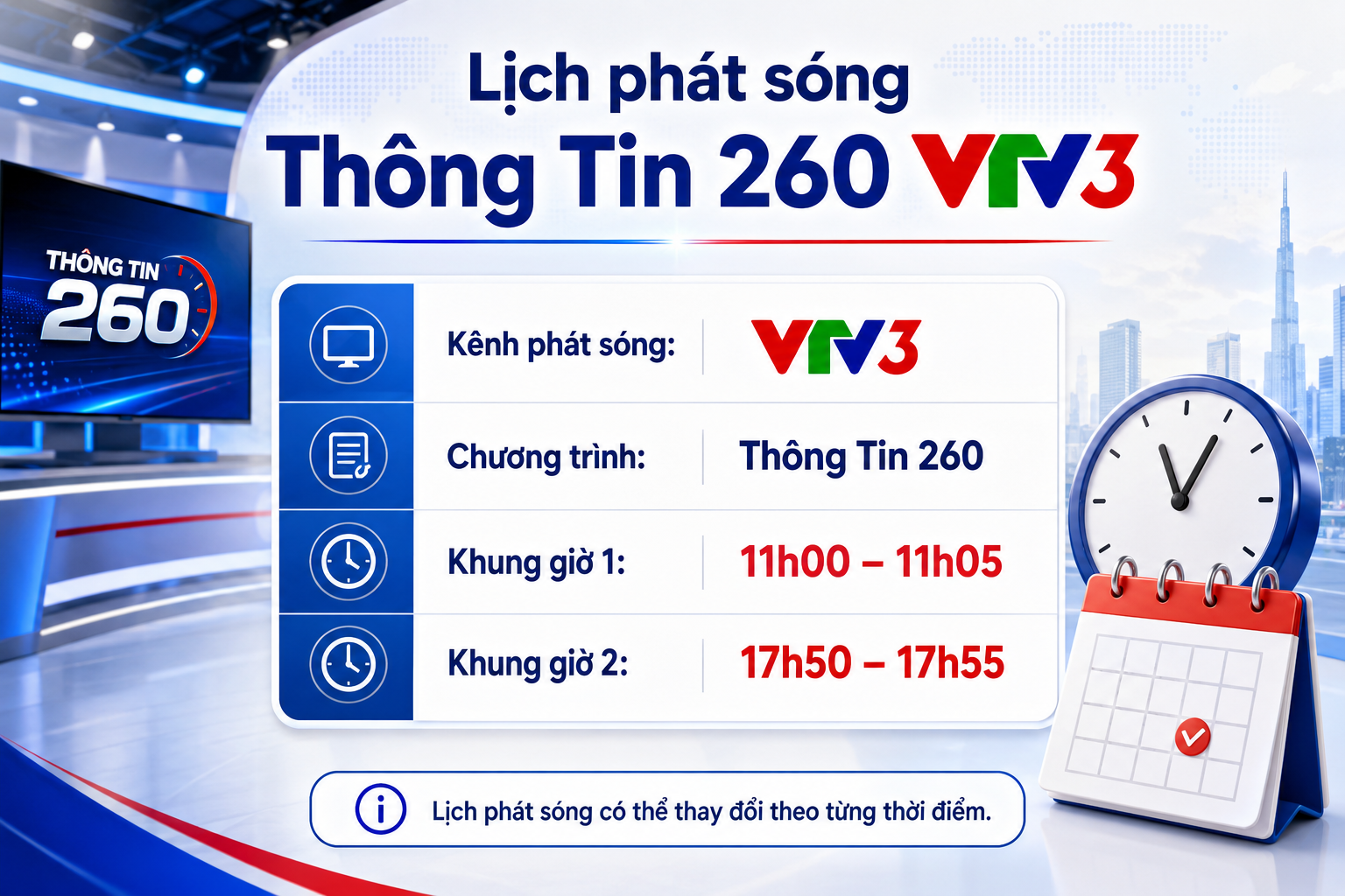 Lịch phát sóng Thông Tin 260 VTV3