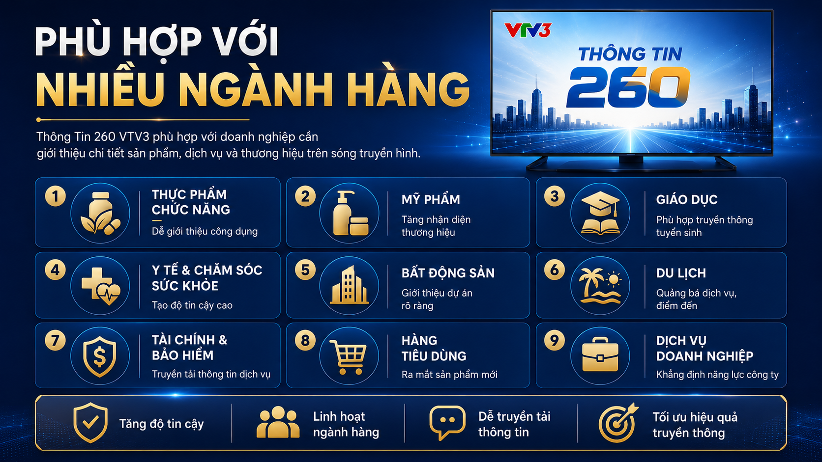 Phù hợp với nhiều ngành hàng