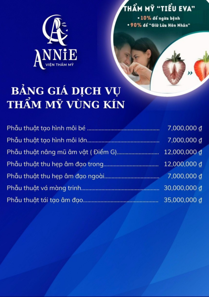 Bảng giá thẩm mỹ vùng kín