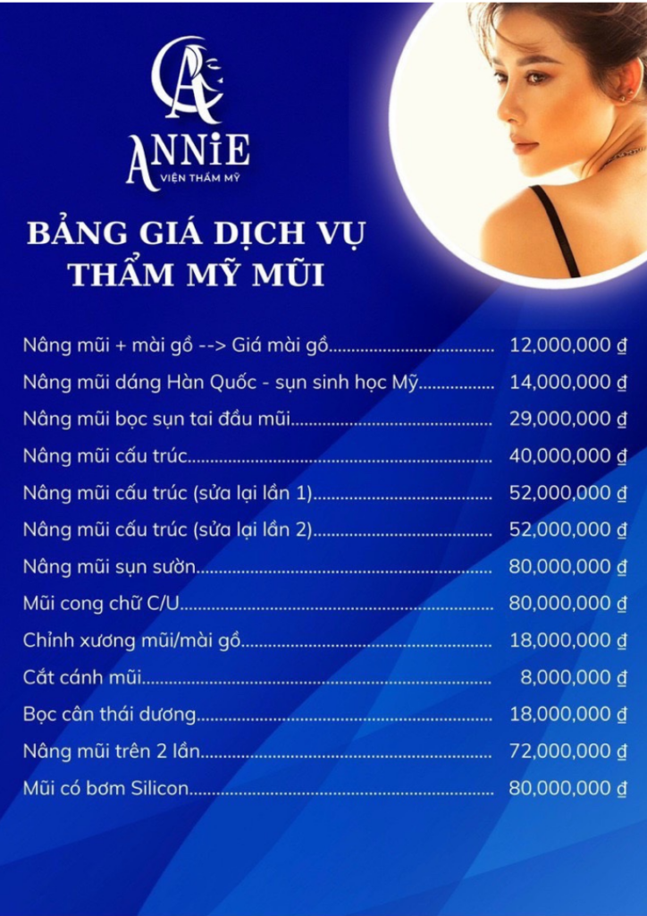 Bảng Giá Thẩm Mỹ Mũi
