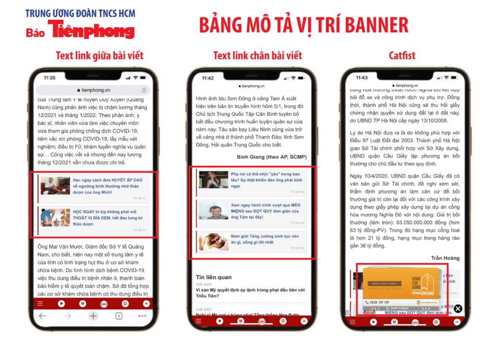 Bảng giá quảng cáo báo Tiền Phong trên Mobile