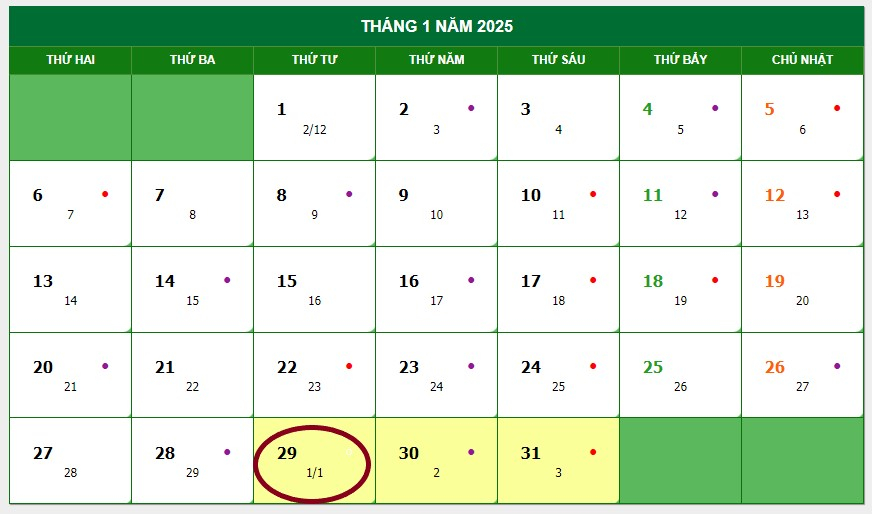 còn bao nhiêu ngày nữa đến tết 2025