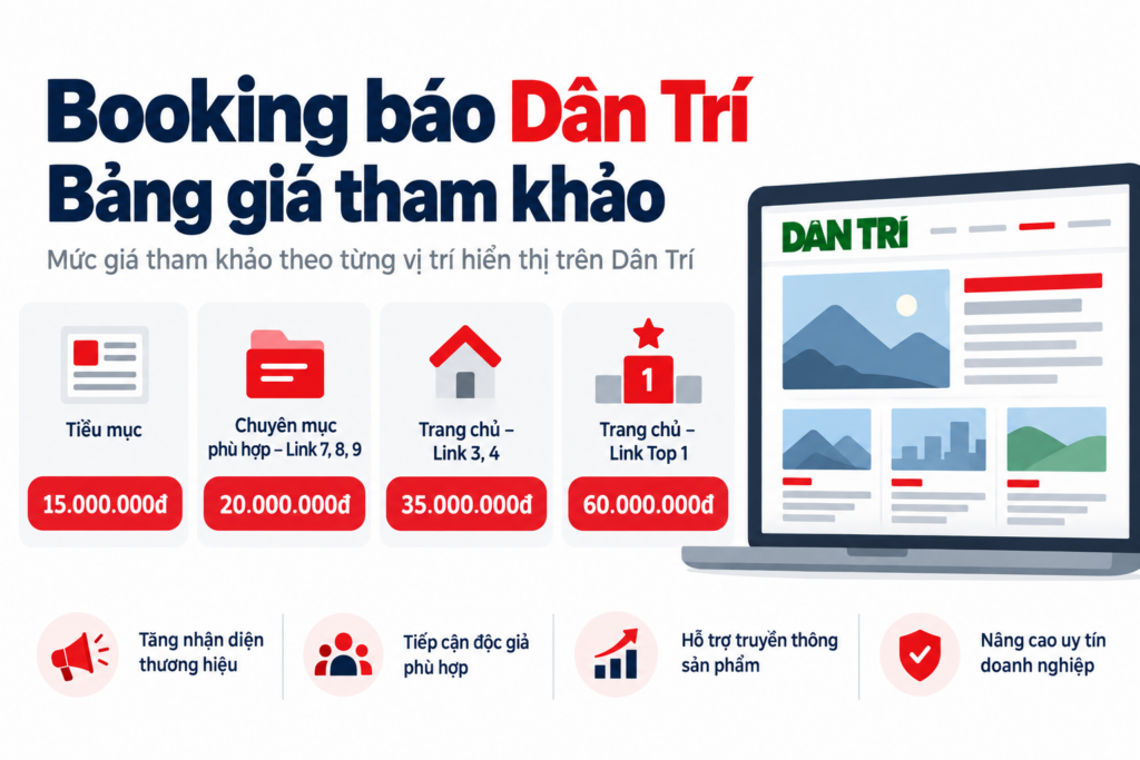 Booking báo Dân Trí – Bảng giá tham khảo