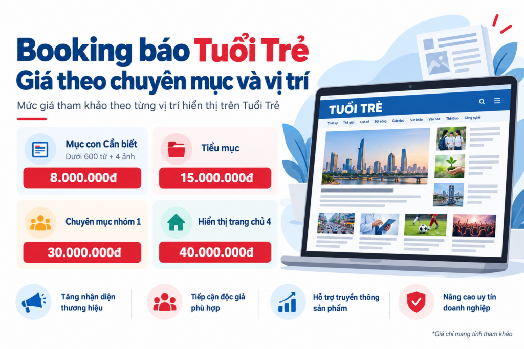 Booking báo Tuổi Trẻ – Giá theo chuyên mục và vị trí