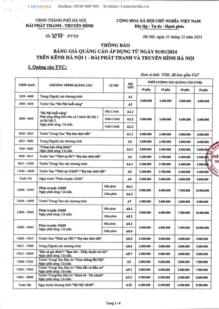 Quảng cáo truyền hình Hà Nội 1-1