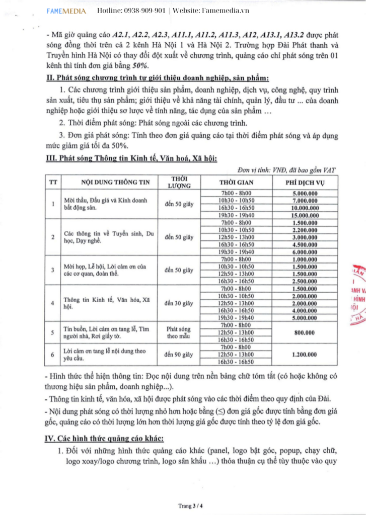 Quảng cáo truyền hình Hà Nội 1-3