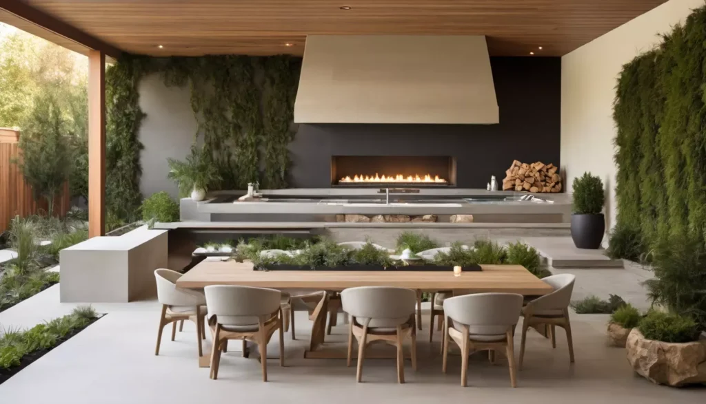 Mẫu thiết kế cảnh quan với không gian sống ngoài trời hiện đại