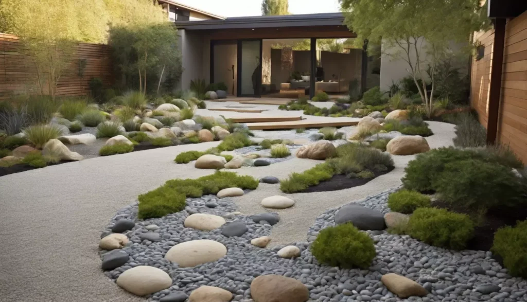 Mẫu thiết kế khu vườn sỏi mang tính điêu khắc