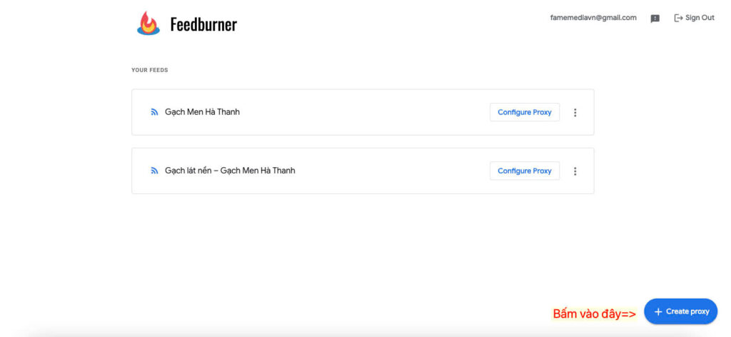 Đăng nhập Feedburner bằng Gmail