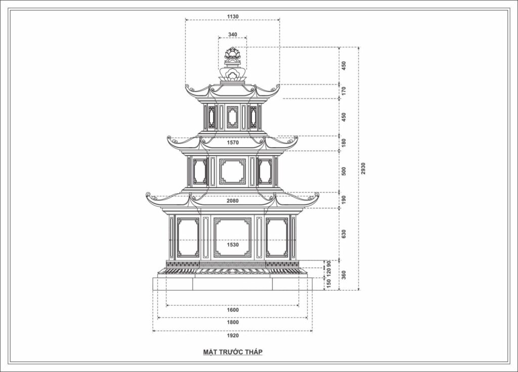 Kích thước mộ tháp đá bao nhiêu?