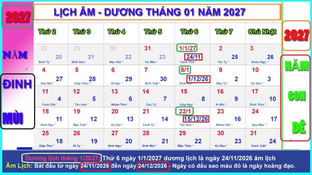 Tết Nguyên đán (Tết ta) 2027 là ngày mấy?