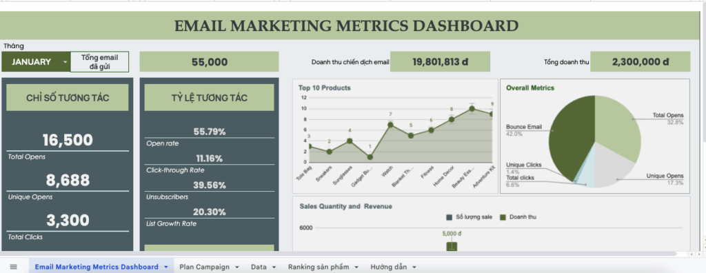 Mẫu báo cáo Email MKT hàng tháng