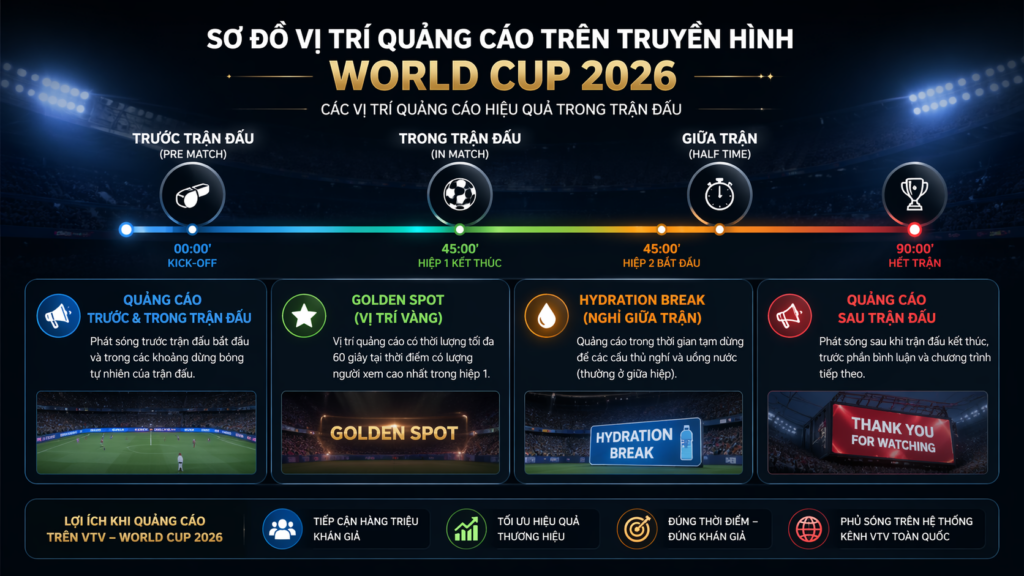 Vị trí phát quảng cáo World Cup 2026 trên VTV