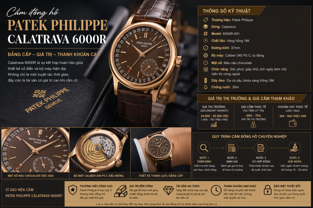 Cầm đồng hồ Patek Philippe Calatrava 6000R