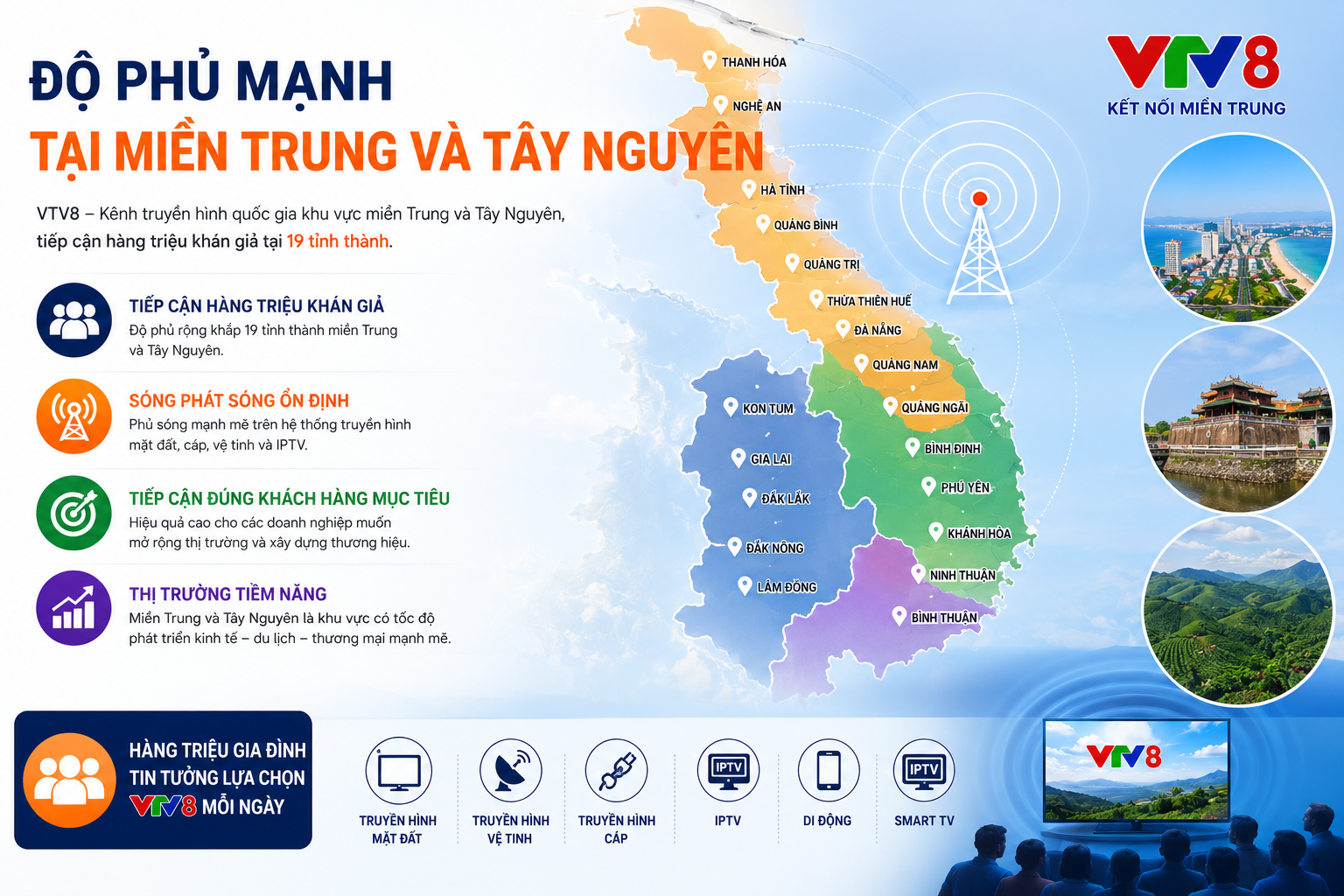 Độ phủ mạnh tại miền Trung và Tây Nguyên
