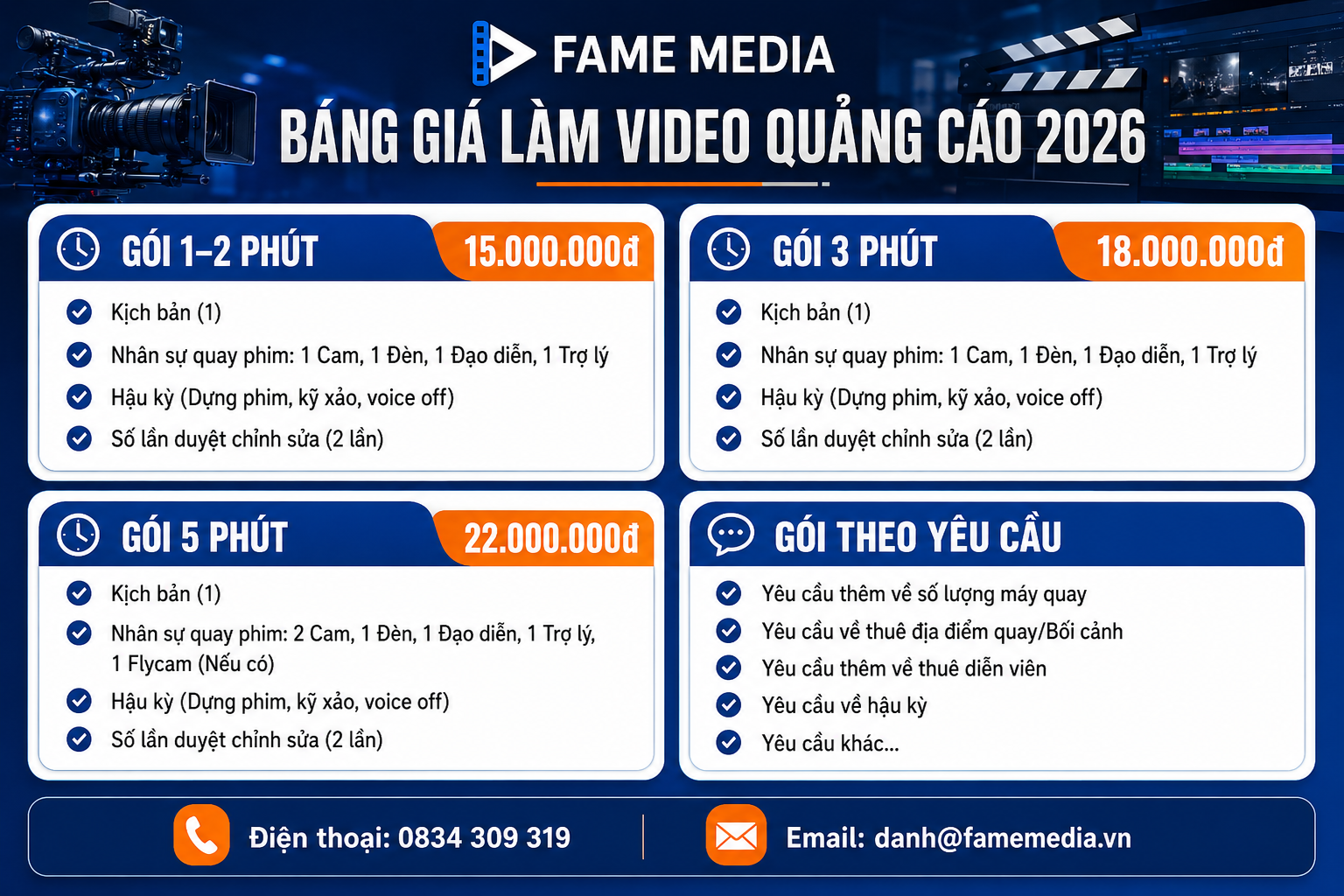 Bảng giá làm video quảng cáo sản phẩm doanh nghiệp