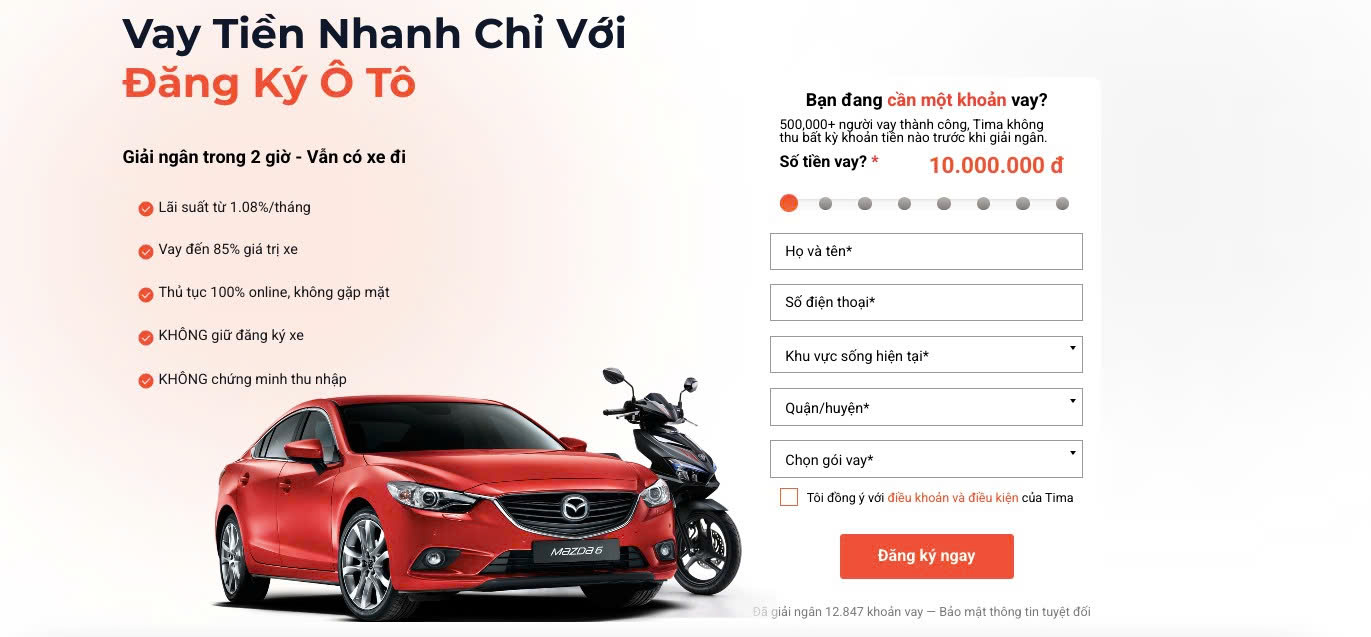 Vay tiền mua ô tô trả góp