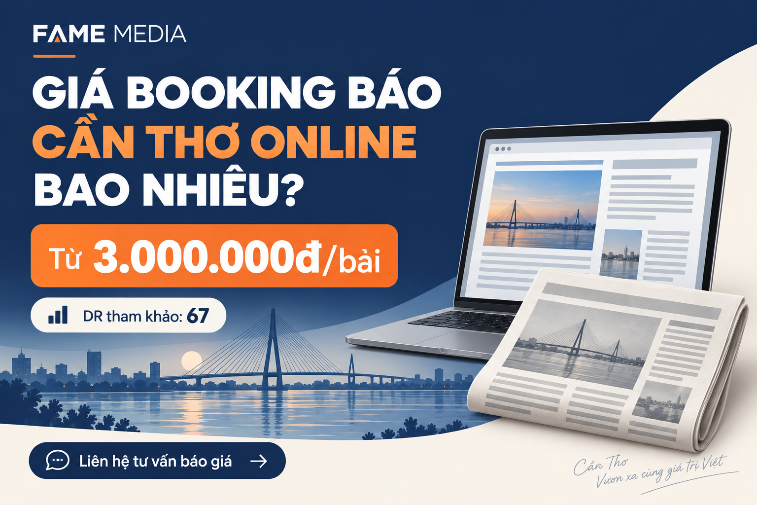 Giá booking báo Cần Thơ online bao nhiêu