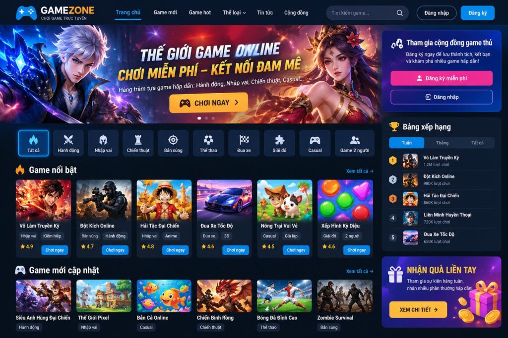 Thiết kế website game online