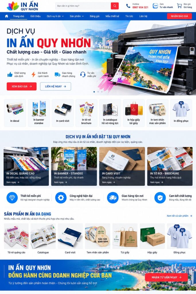 Thiết kế website in ấn Quy Nhơn