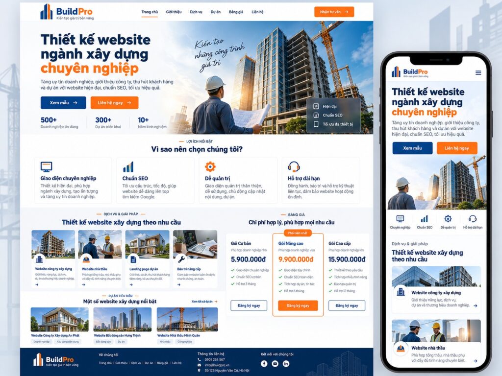 Thiết kế website ngành xây dựng