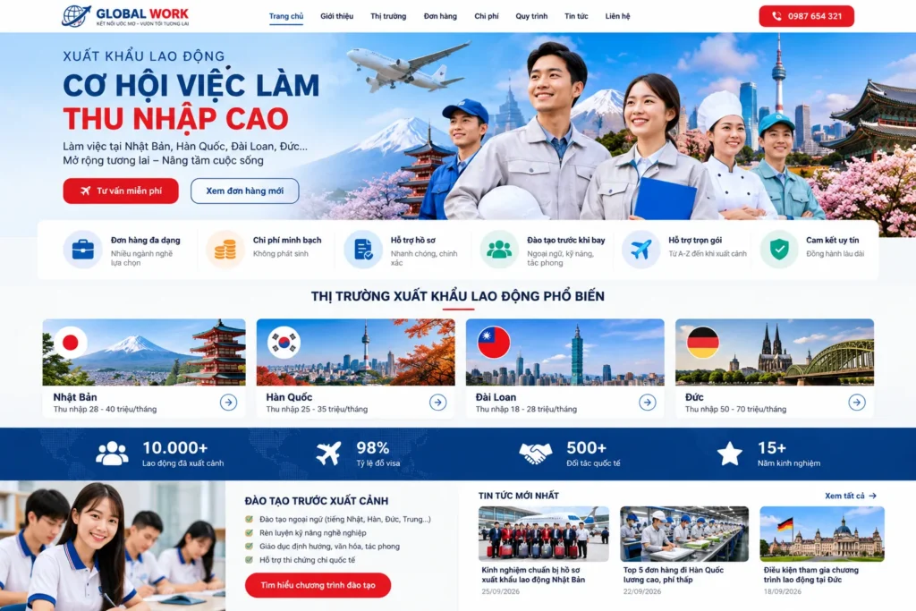 Thiết kế website xuất khẩu lao động