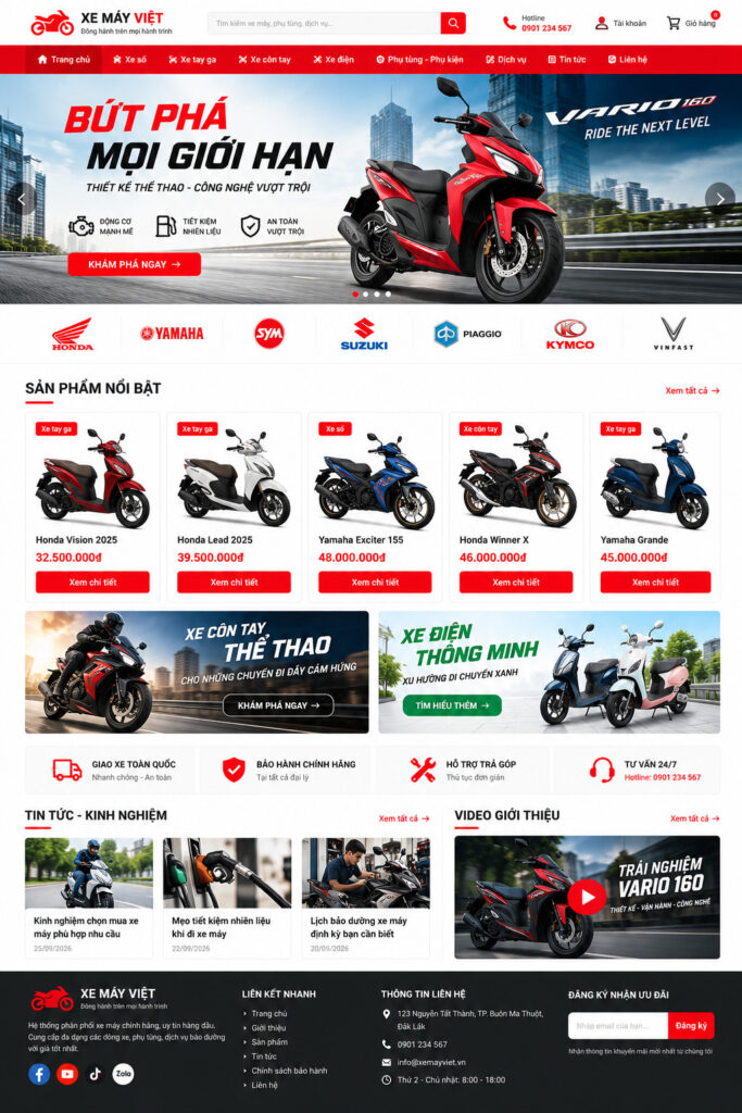 Thiết kế website xe máy