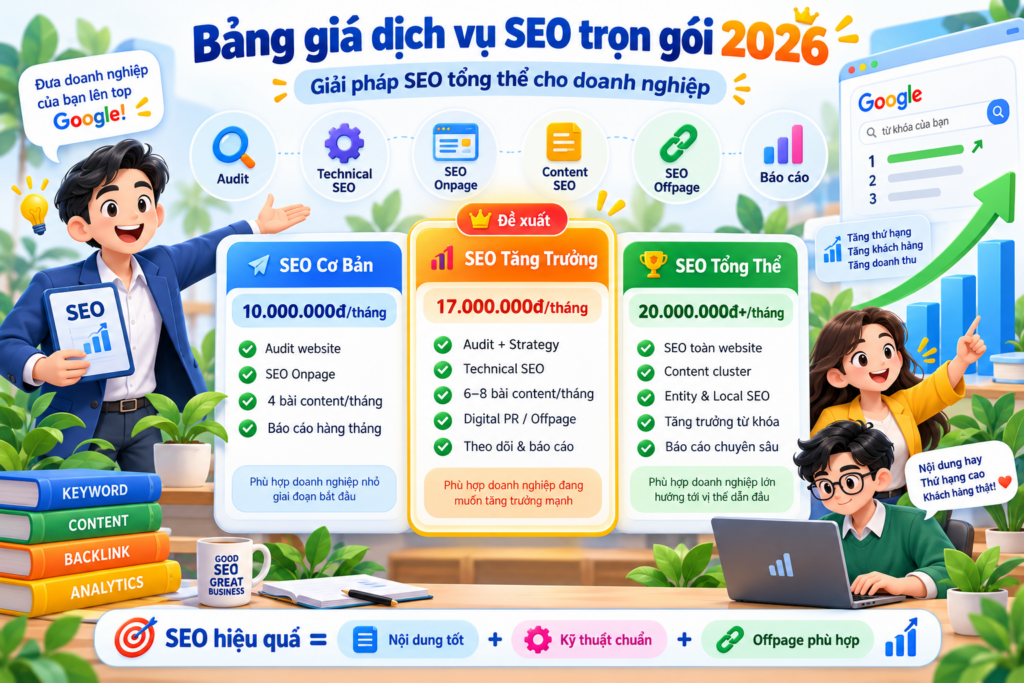 Bảng giá dịch vụ seo trọn gói