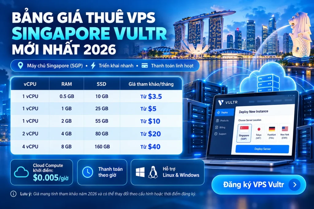 Bảng giá thuê vps Singapore Vultr