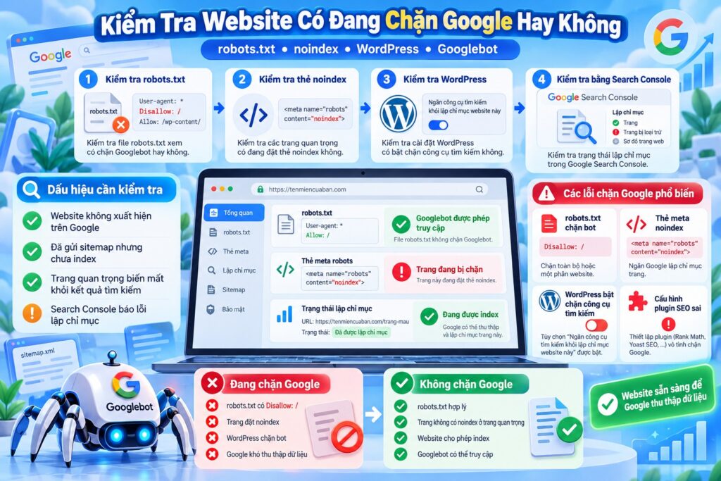 Kiểm tra website có đang chặn Google hay không