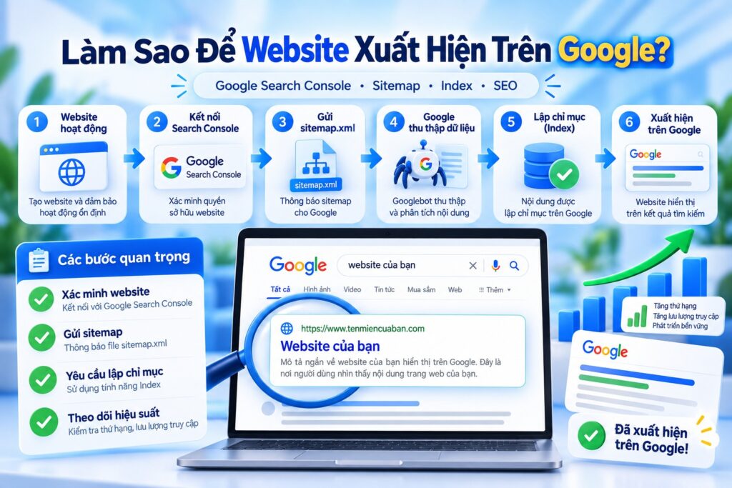 Làm sao để website xuất hiện trên Google?